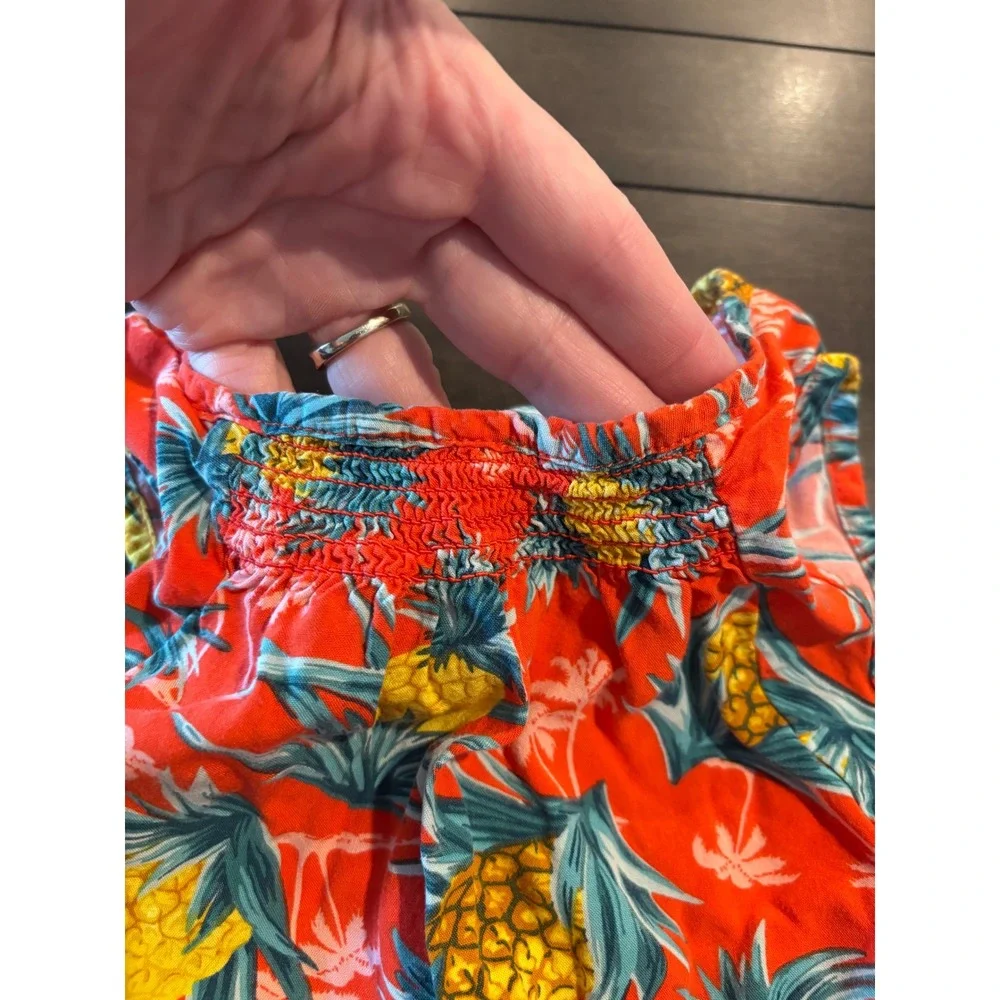 Old Navy Toddler Girls Red Pineapple Tropical Smocked Sleeveless Top 5T